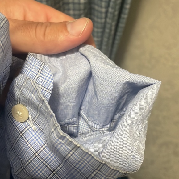 J McLaughlin Blue checkered button down shirt - Picture 4 of 5